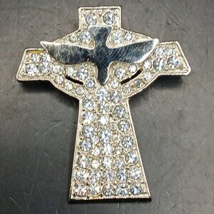 TBN Rhinestone Silver with Dove Lapel Pin